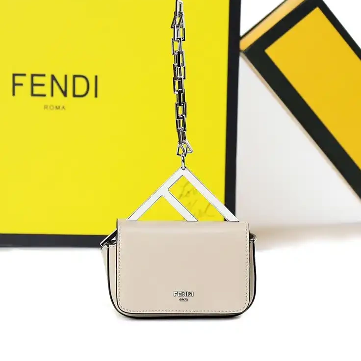 Cheap HOT F Fendi Bag Leather In Calf Beige Nano 0514
